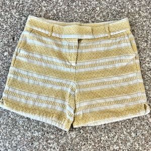 LOFT Ann Taylor Shorts Size 10 Yellow White Stripe Tweed Riviera Coastal Chic